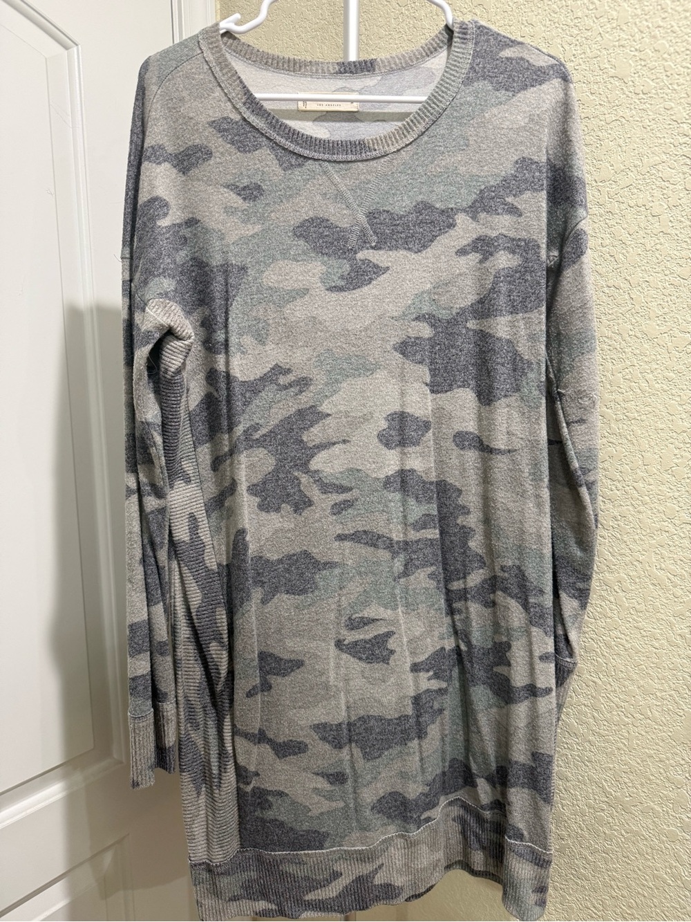 Lucky Brand Gray Camo Long Sleeve Knit Dress